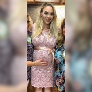 Blush Lace Maternity Dress
